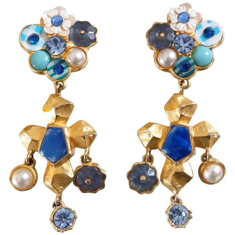 La Croix gilt and enamel earrings